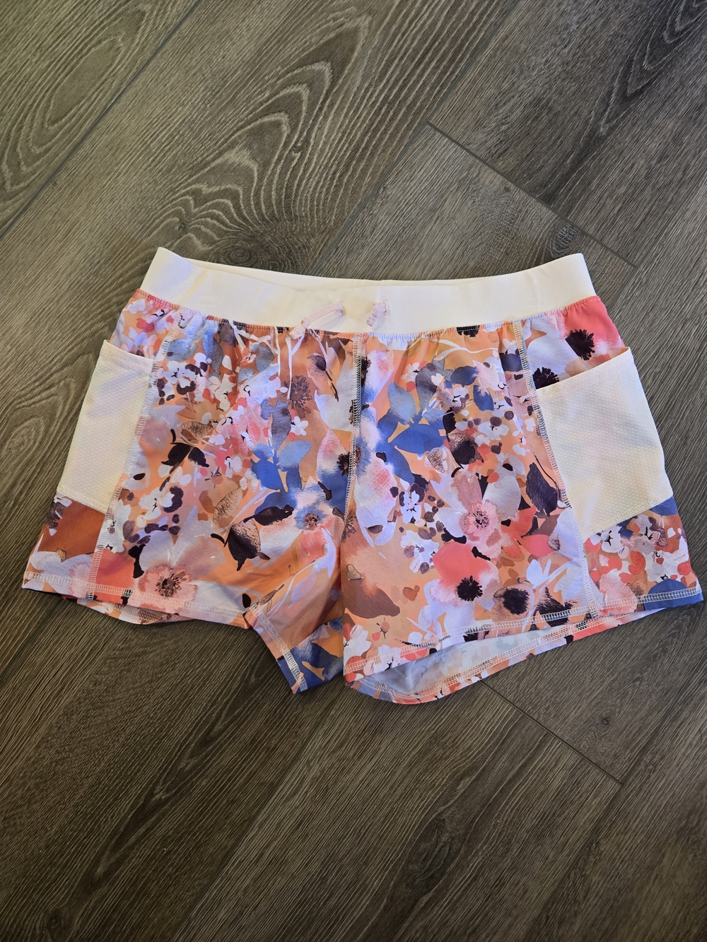 tek gear Floral Print Athletic Shorts - Pink, Peach, Blue